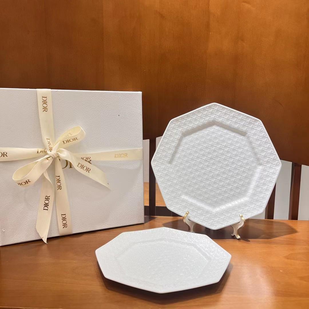 White set of two Plates - octagon - Dior Plates | Buy Online in UAE